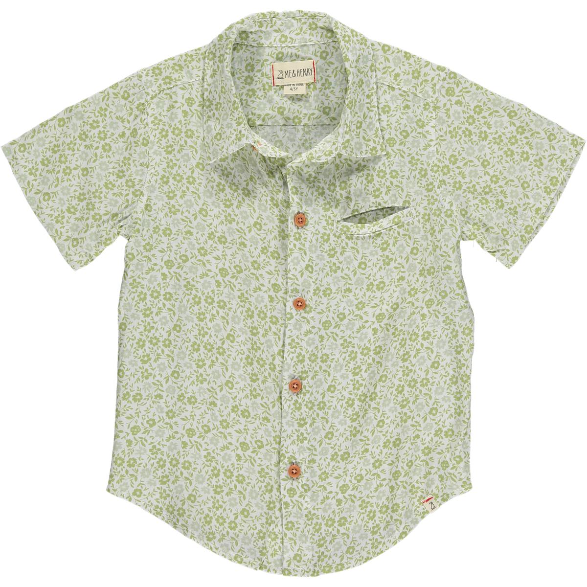 Newport Shirt - Green Floral by Me & Henry – Pi Baby Boutique