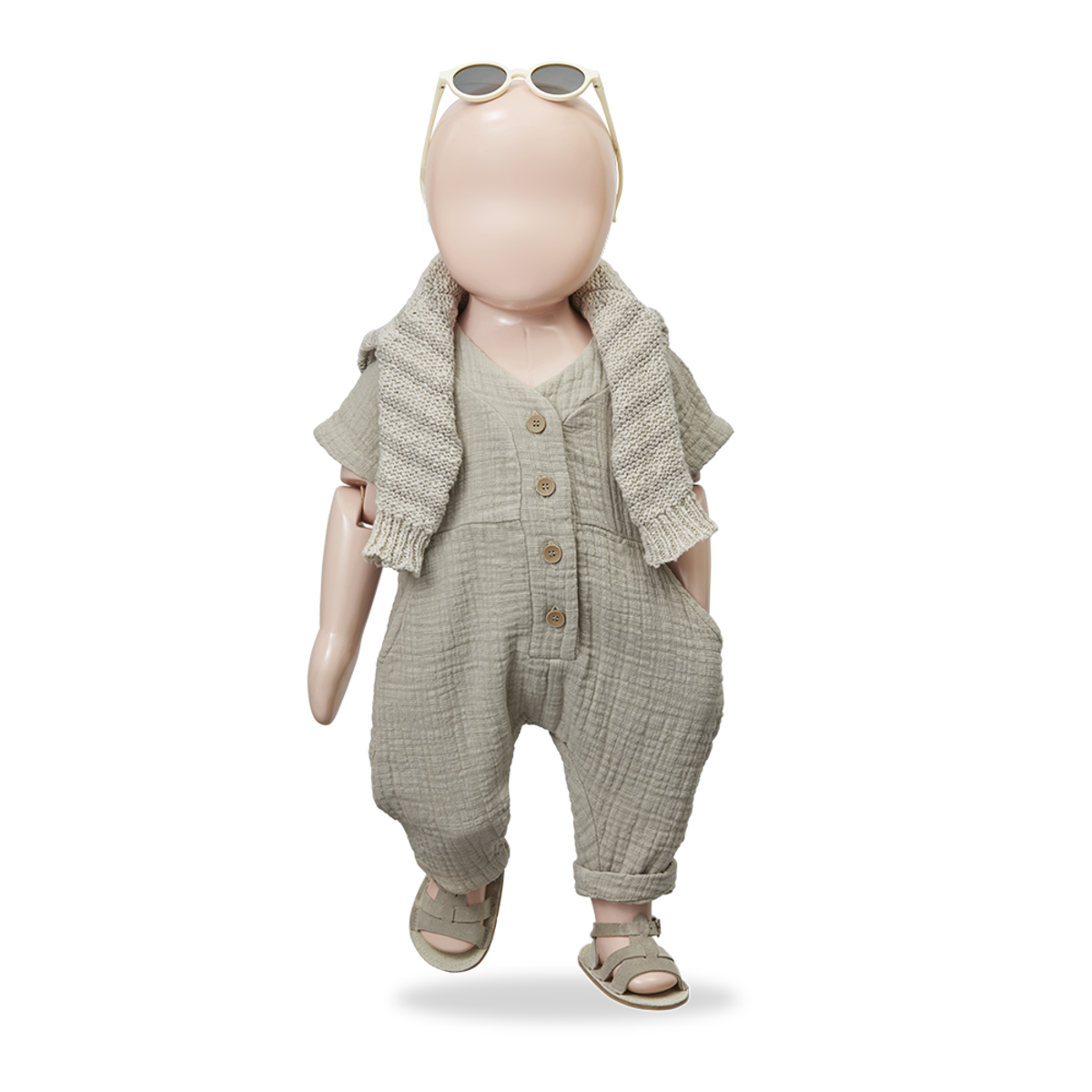 Adriano Short Sleeve Overall - Beige by 1+ in the family