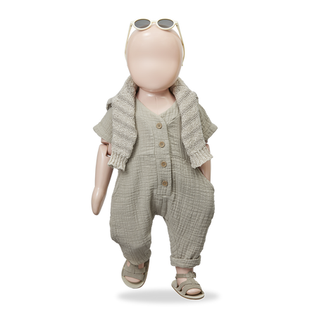 Adriano Short Sleeve Overall - Beige by 1+ in the family