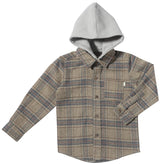 Erin Hooded Shirt - Beige Plaid by Me & Henry