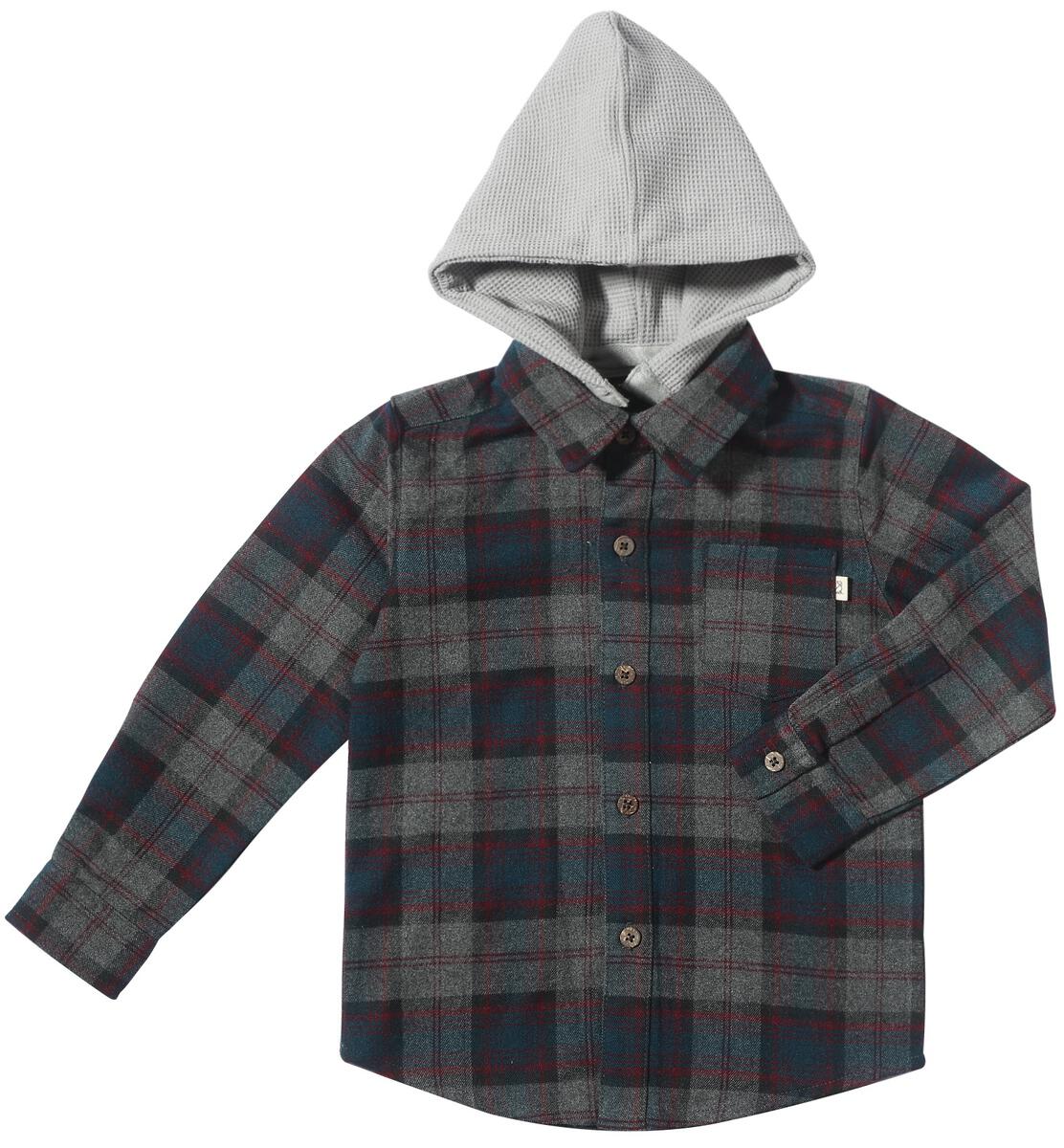 Erin Hooded Shirt - Blue/Grey Plaid by Me & Henry