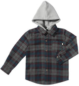 Erin Hooded Shirt - Blue/Grey Plaid by Me & Henry
