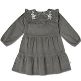 Organic Embroidered Corduroy Dress - Olive by Makemake