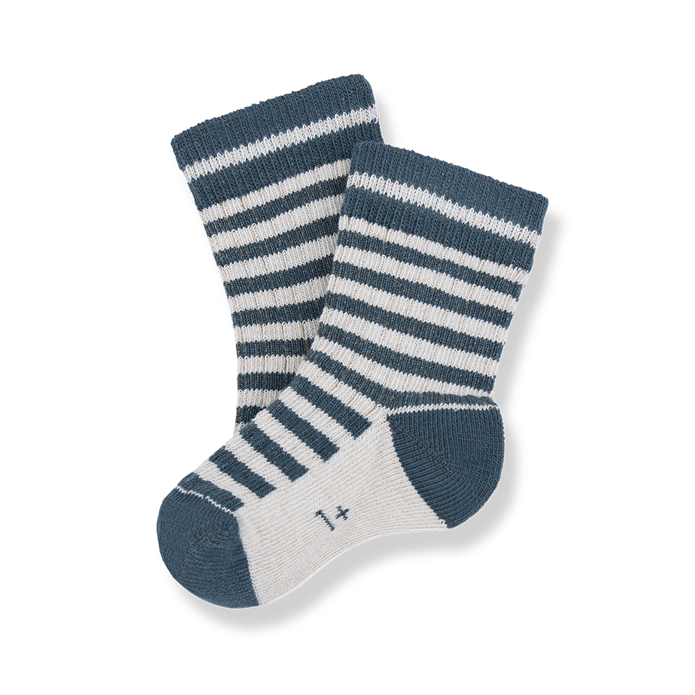 striped rib socks - petroleum by 1+ in the family