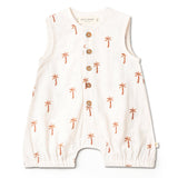 Organic Sleeveless Bubble Romper- Palm by Makemake