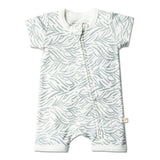 Organic Short Zip Romper - Waves by Makemake