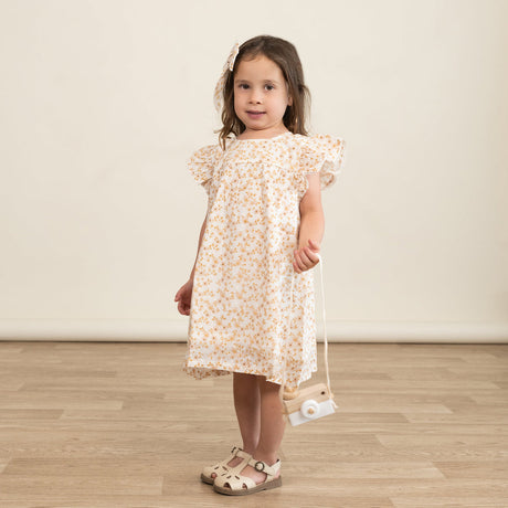Organic Short Sleeve Flutter Dress - Gardenia by Makemake