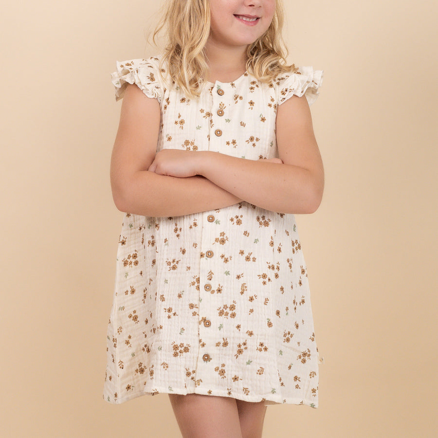 Organic Button Flutter Dress - Bohemia by Makemake