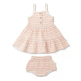 Organic Buttoned Tiered Dress- Dash Lines by Makemake