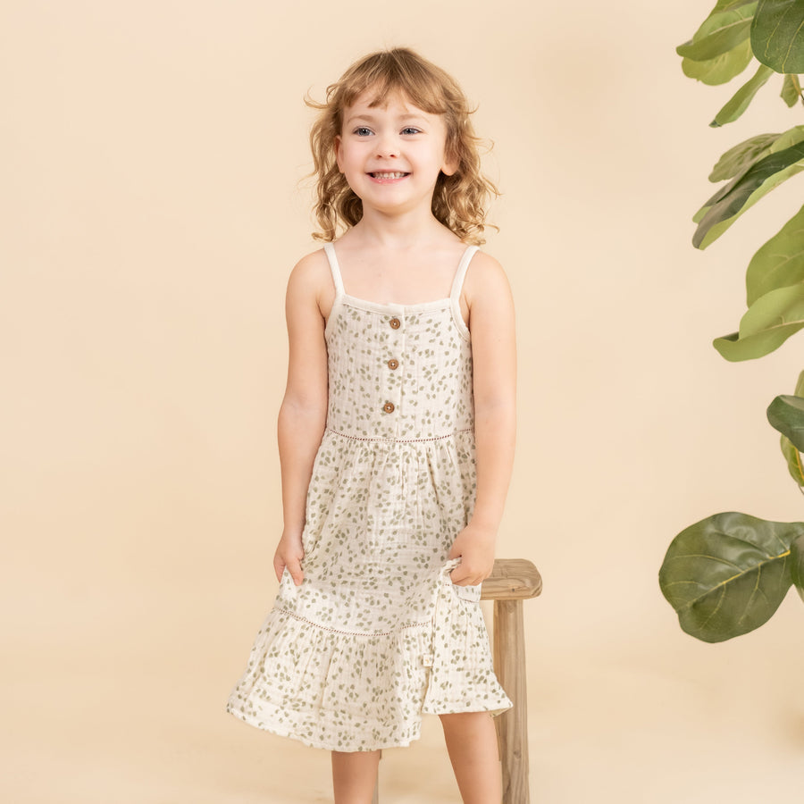 Organic Buttoned Tiered Dress - Petals by Makemake