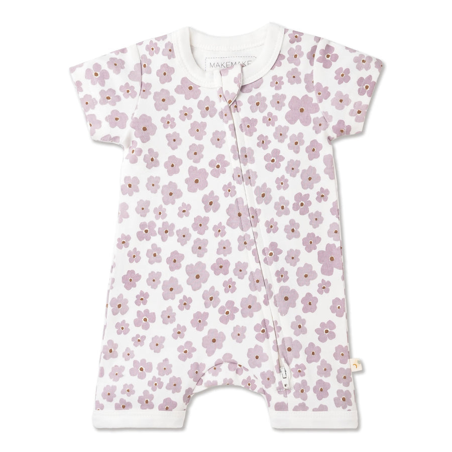 Organic Short Zip Romper - Poppy by Makemake