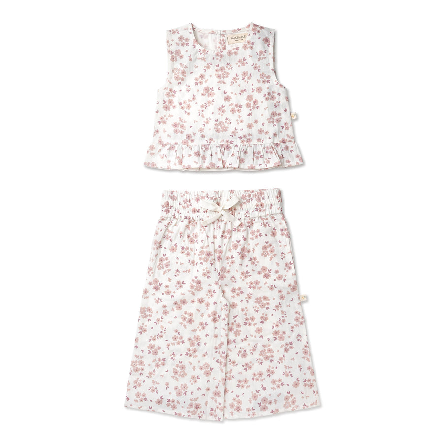 Organic Ruffle Top & Pants Set - Petit Floral by Makemake