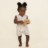 Organic Sleeveless Bubble Romper- Palm by Makemake