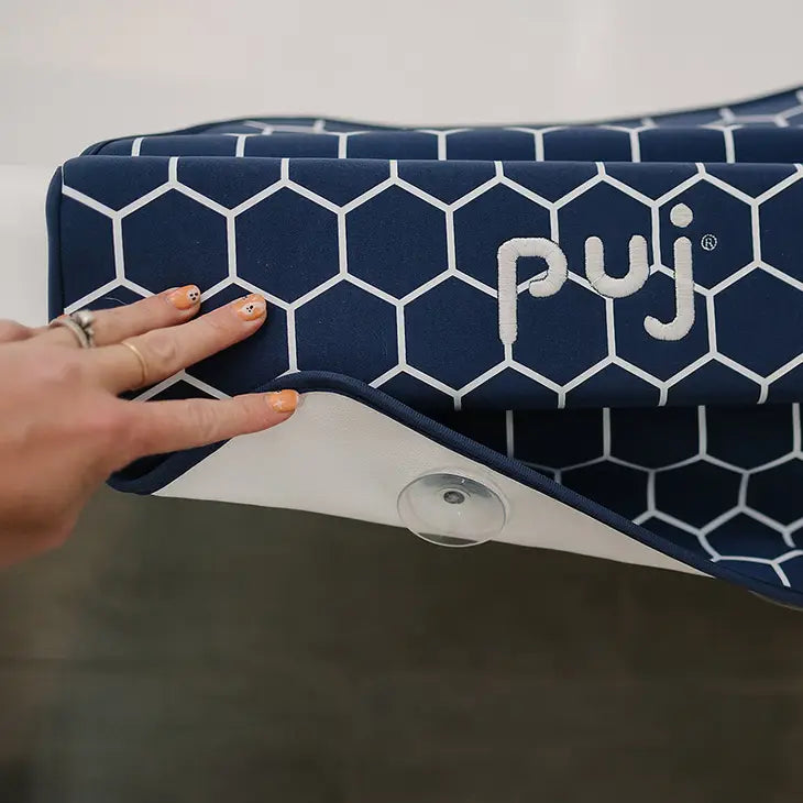 Puj Pad Armrest with Suction Cups in Navy Honeycomb