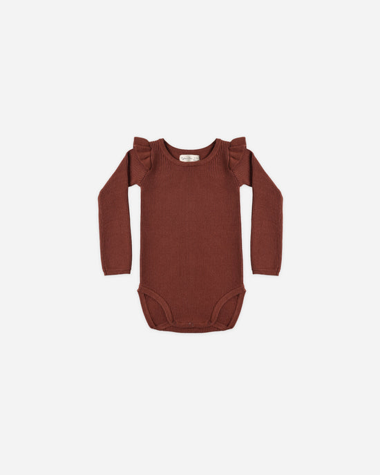 Shoulder Ruffle Bodysuit || Brick by Rylee + Cru