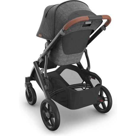 UPPAbaby Vista V3 stroller in Greyson, three-quarter rear view with sunshade