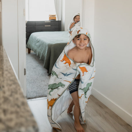 Toddler Hooded Towel - Dino Names by Little Unicorn