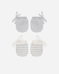 No Scratch Mittens, Set of 2 || Cloud Stripe, Cloud by Quincy Mae