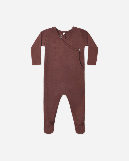 Pointelle Wrap Footie || Black Cherry by Quincy Mae