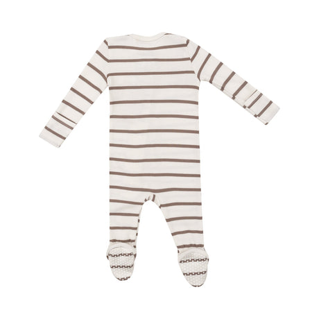 2 Way Zipper Footie - Brown Rib Stripe by Angel Dear