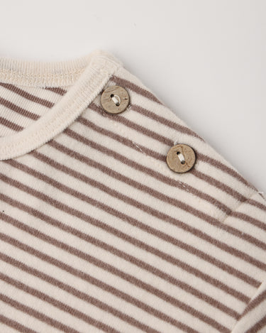 Long Sleeve Tee || Cocoa Microstripe by Quincy Mae