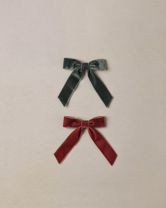 Velvet Bows Set || Green, Ruby by Noralee