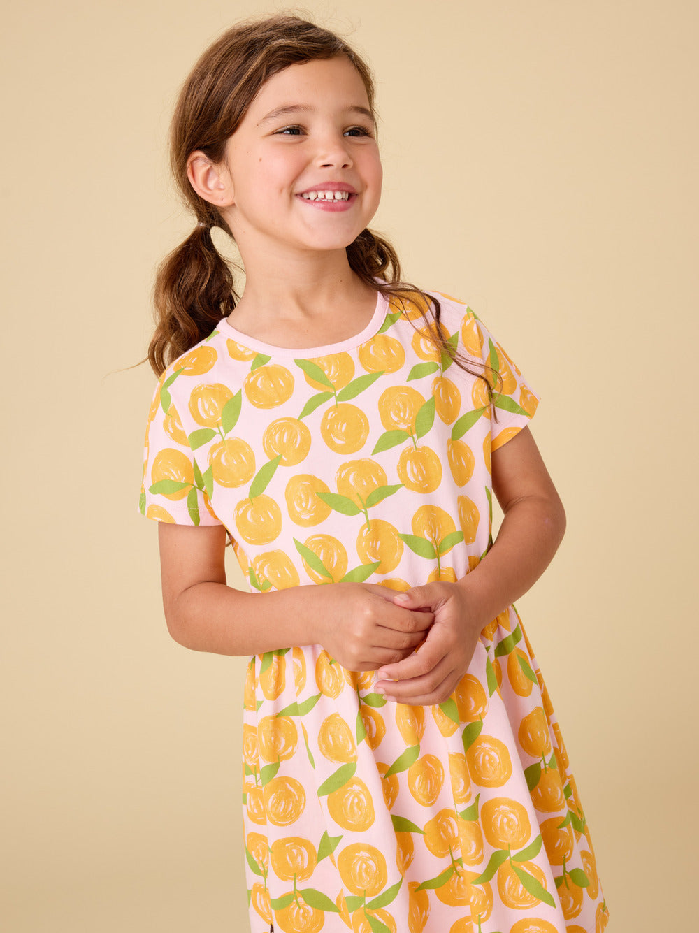 Short Sleeve Twirl Dress- Valencia Orange by Tea