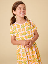 Short Sleeve Twirl Dress- Valencia Orange by Tea