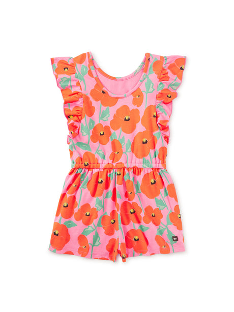 Flutter Sleeve Romper- Poppy Poppies by Tea
