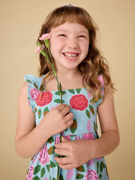 Ruffle Strap Dress- Spinning Carnations by Tea Collection