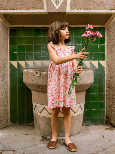 Ruffle Strap Dress- Mini Rose Toss by Tea Collection