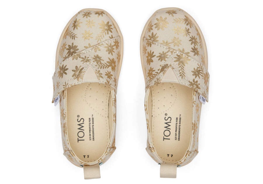 Tiny Kids Alpargata in Gold Foil Floral by TOMS