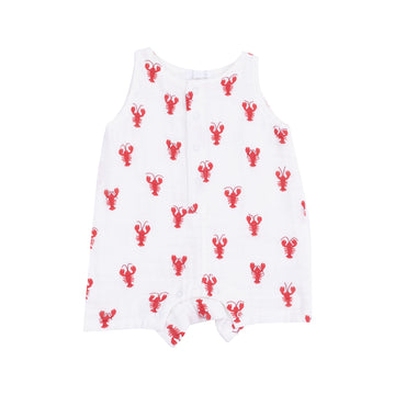 Sleeveless Shortie Romper - Lobster Muslin by Angel Dear