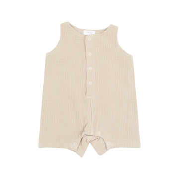 Sleeveless Shortie Romper - Solid Muslin Oxford Tan by Angel Dear