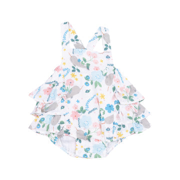 Ruffle Sunsuit - Narwhal Floral by Angel Dear