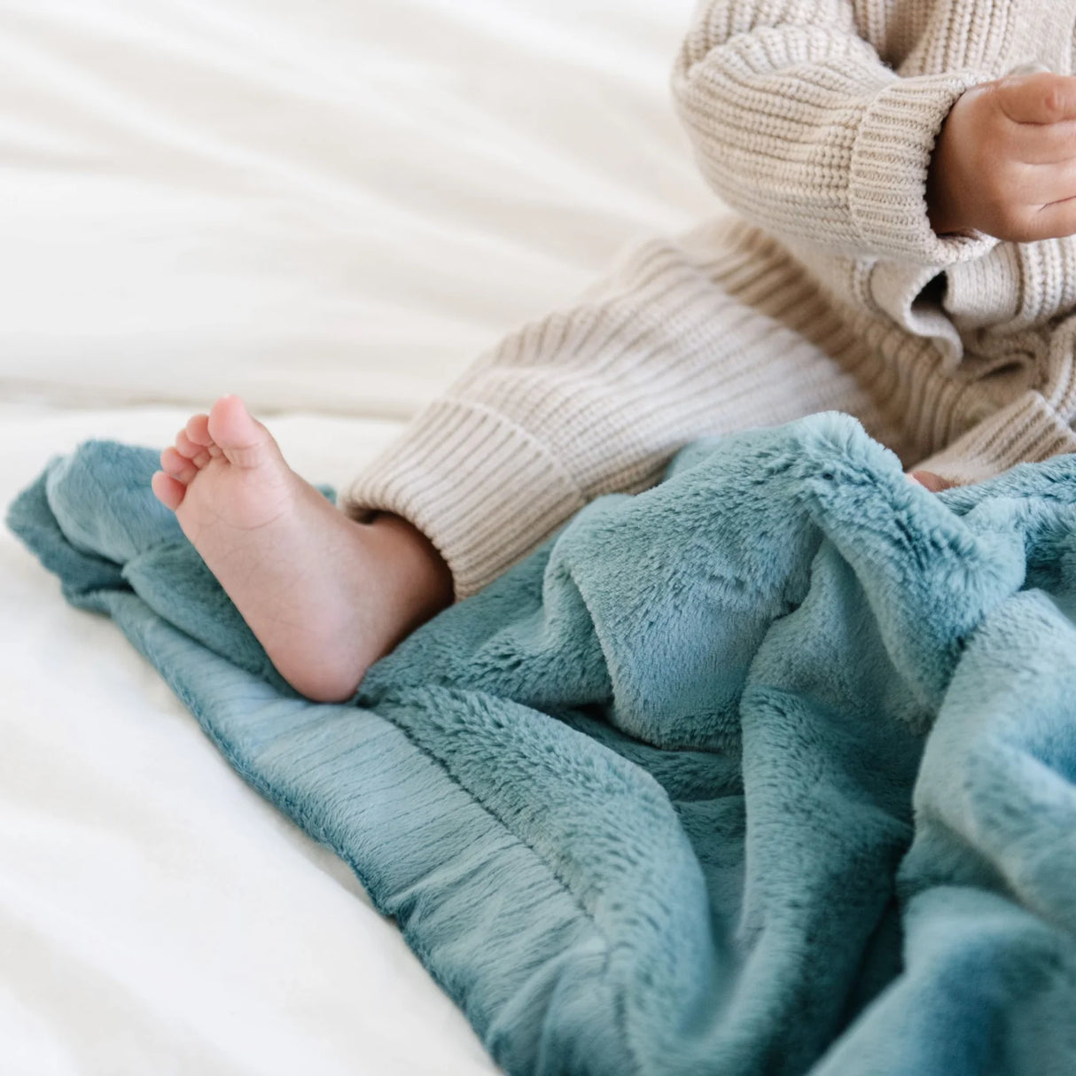 Lush Mini Blanket- Mineral Blue by Saranoni