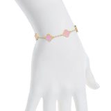 Four Leaf Clover Link Bracelet- Pink by Lily Nily