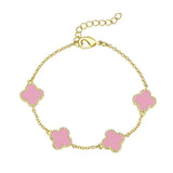 Four Leaf Clover Link Bracelet- Pink by Lily Nily