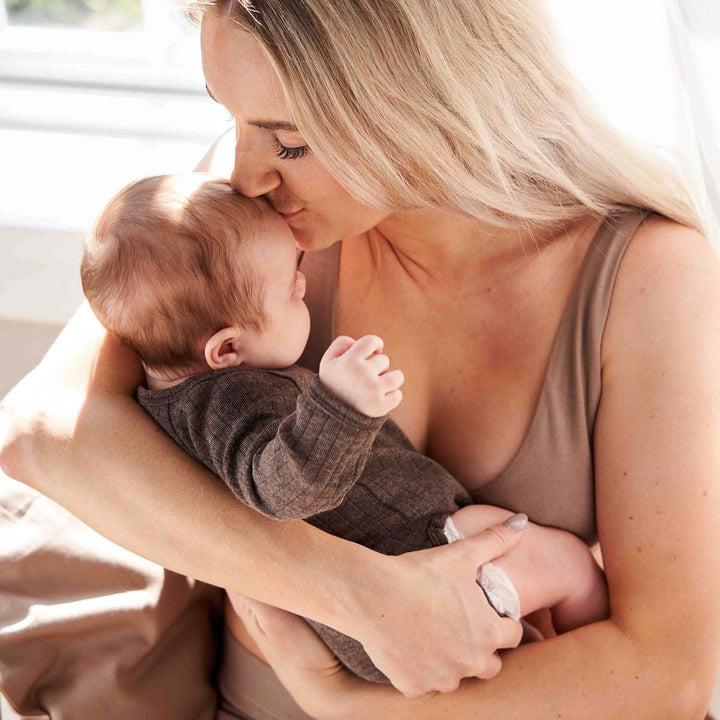 Woolly Walnut Rib Wrap Bodysuit by Müsli