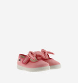 Ojala Canvas + Plaid Bow- Coral by Victoria Shoes