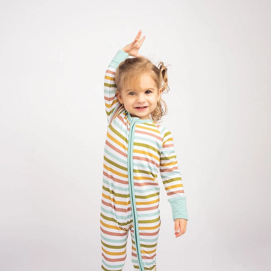 Striped Bamboo Baby Pajamas - Spring Stripes Convertible by Emerson and Friends