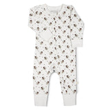 Organic 2-Way Zip Romper - Ditsy Plum by Makemake