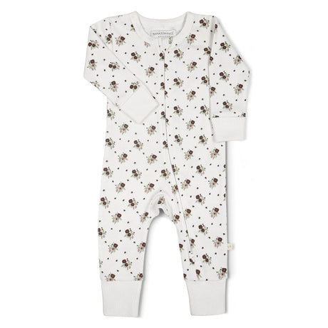 Organic 2-Way Zip Romper - Ditsy Plum by Makemake