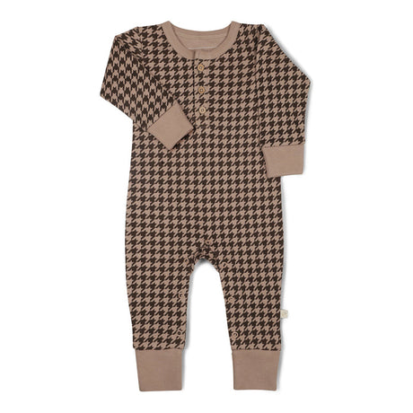 Organic Button Romper - Houndstooth by Makemake