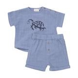 Muslin Short Sleeve Tee + Shorts Set-  Turtle by Minymo
