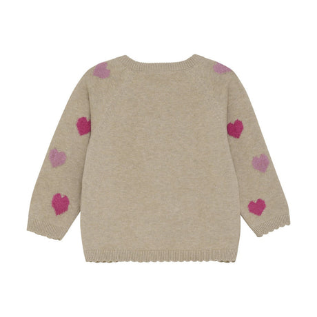 Knit Cardigan- Beige Melange Hearts by Minymo