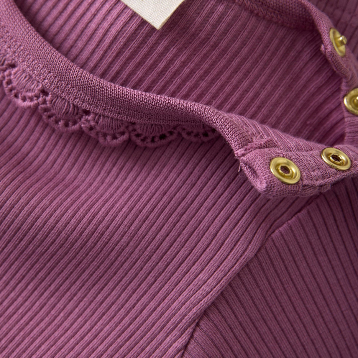 Long Sleeve Ribbed Bodysuit- Mauve Orchid by Minymo