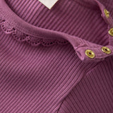 Long Sleeve Ribbed Bodysuit- Mauve Orchid by Minymo