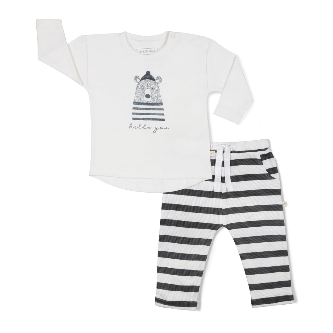 Organic Long Sleeve Tee & Pant Set - Hello You by Makemake
