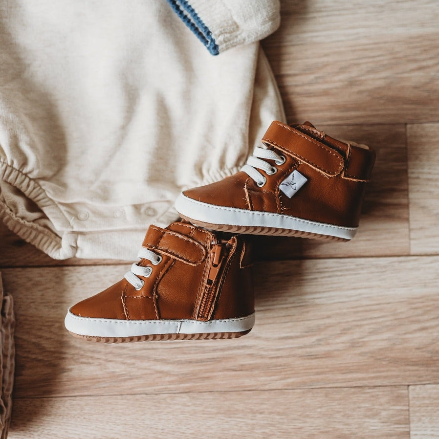 Brown High Top Shoes by Little Love Bug